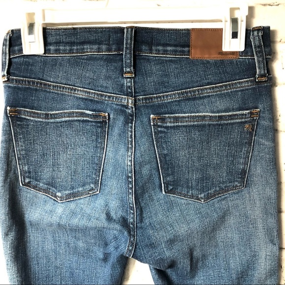 MADEWELL 9” High Waisted Jeans Blue Raw Hem Distracted Edition Denim Size 27 Y2K - Picture 6 of 13